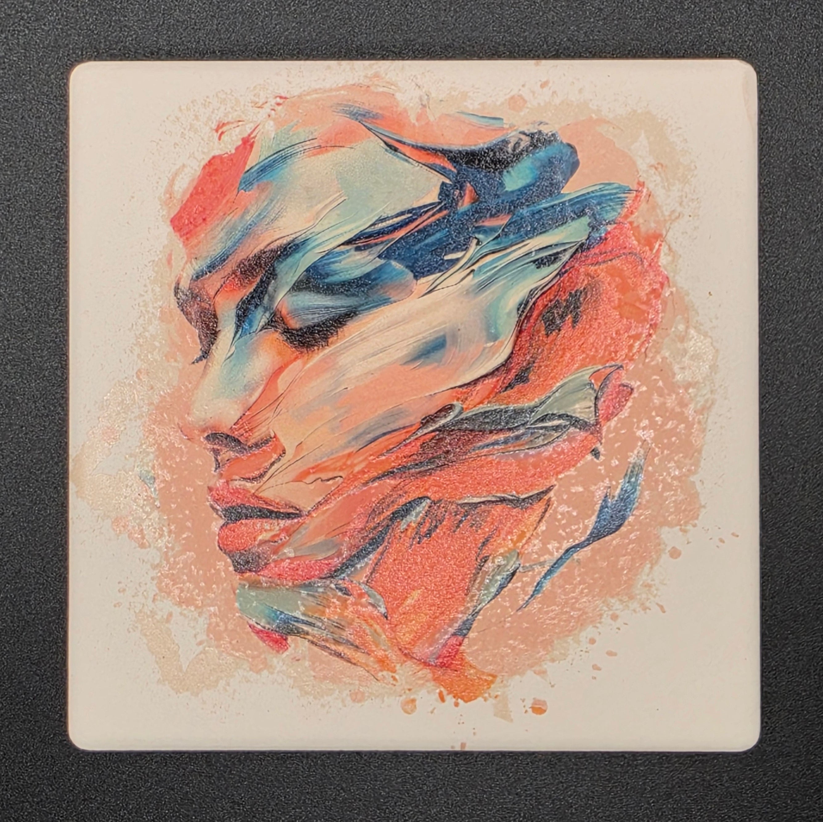 Paint brush stroke style coaster