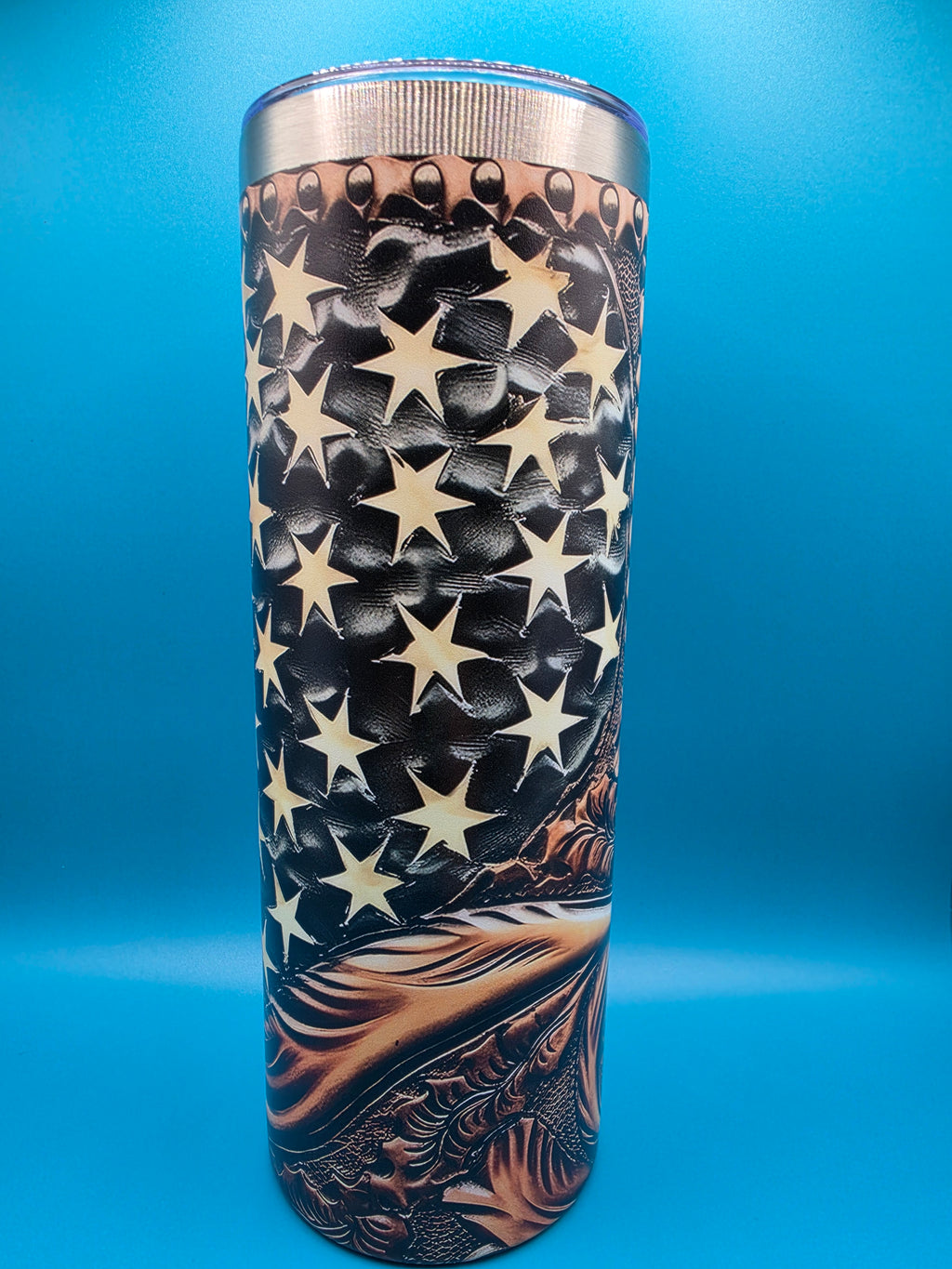 American Flag Leather Appearance Tumbler